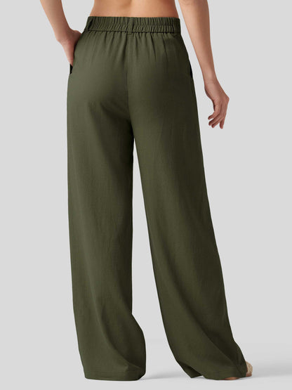 Lavisa - Women's Linen Wide Leg Pants - Flat Front & Comfortable