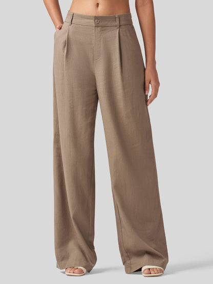 Lavisa - Women's Linen Wide Leg Pants - Flat Front & Comfortable