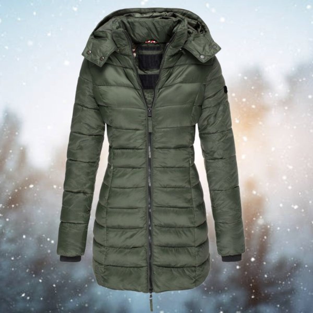 Womens Longline Hooded Puffer Coat - Back View | Lavisa