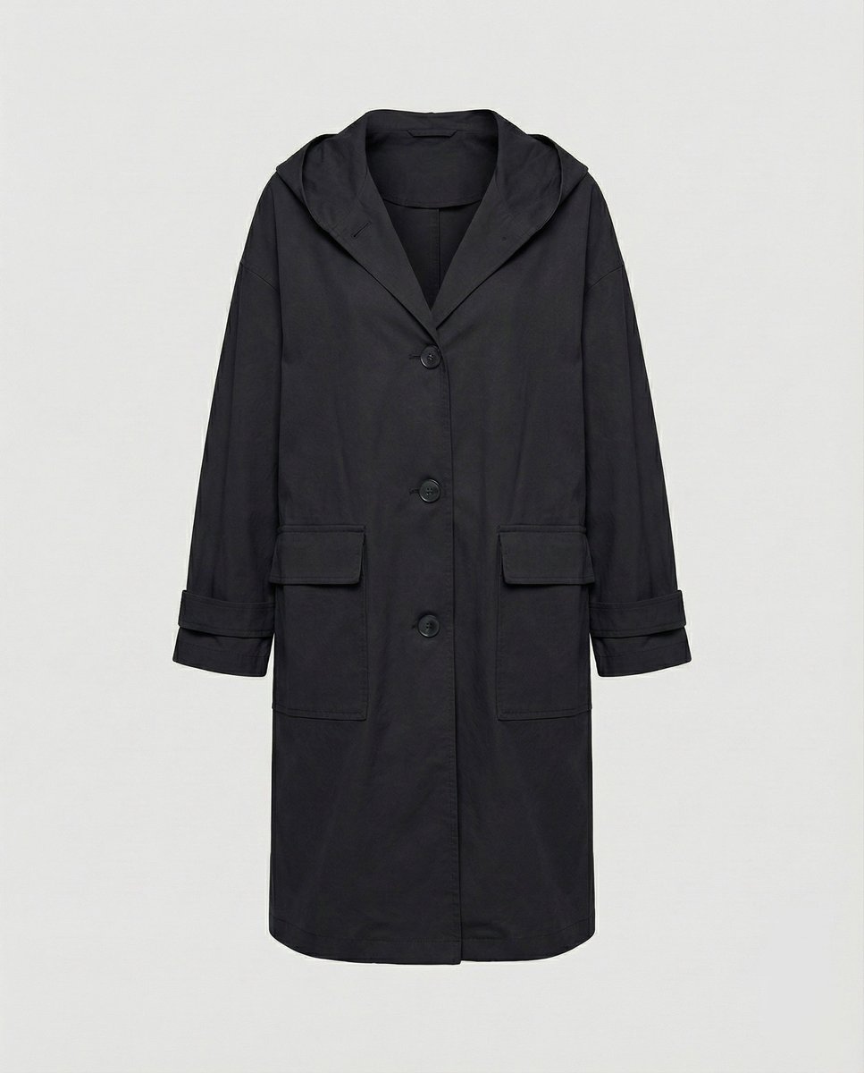 Women's Long Waterproof Windproof Hooded Trench Coat - Close-Up Texture & Detail | Lavisa
