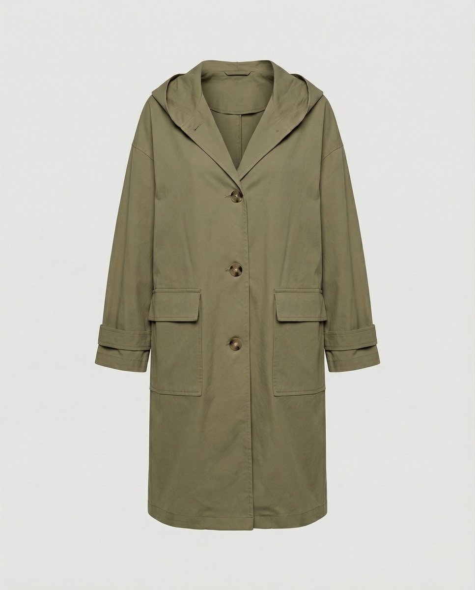 Women's Long Waterproof Windproof Hooded Trench Coat - Sole & Material View | Lavisa