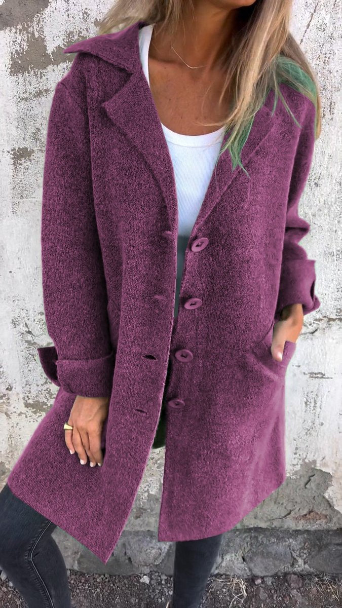 Women's Oversized Longline Lapel Coat - Lifestyle & Model Angle | Lavisa