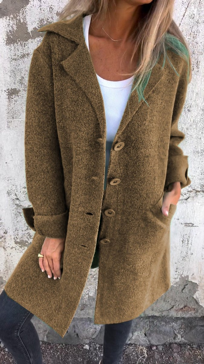 Women's Oversized Longline Lapel Coat - Variant Angle | Lavisa