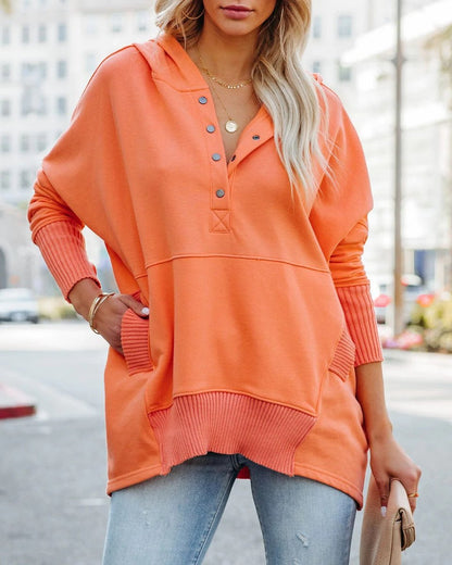 Lavisa - Women's Longline Hooded Drawstring Tunic Sweatshirt