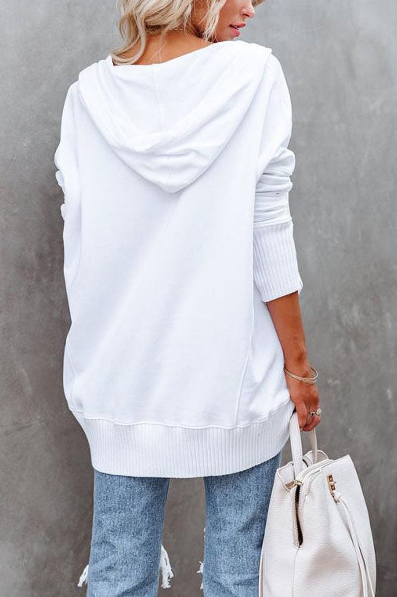 Lavisa - Women's Longline Hooded Drawstring Tunic Sweatshirt