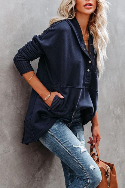 Lavisa - Women's Longline Hooded Drawstring Tunic Sweatshirt