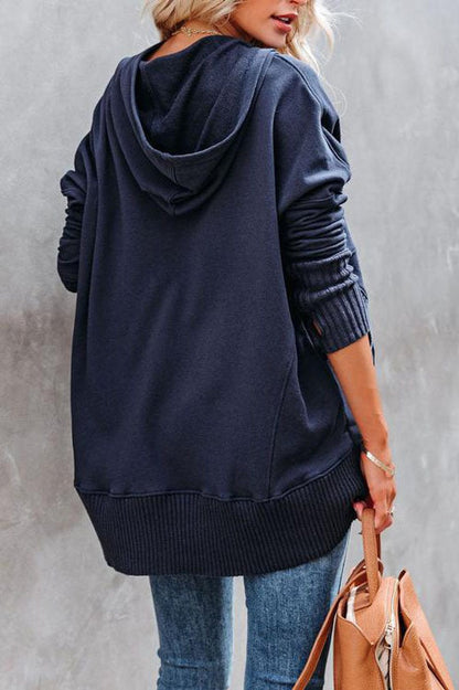 Lavisa - Women's Longline Hooded Drawstring Tunic Sweatshirt