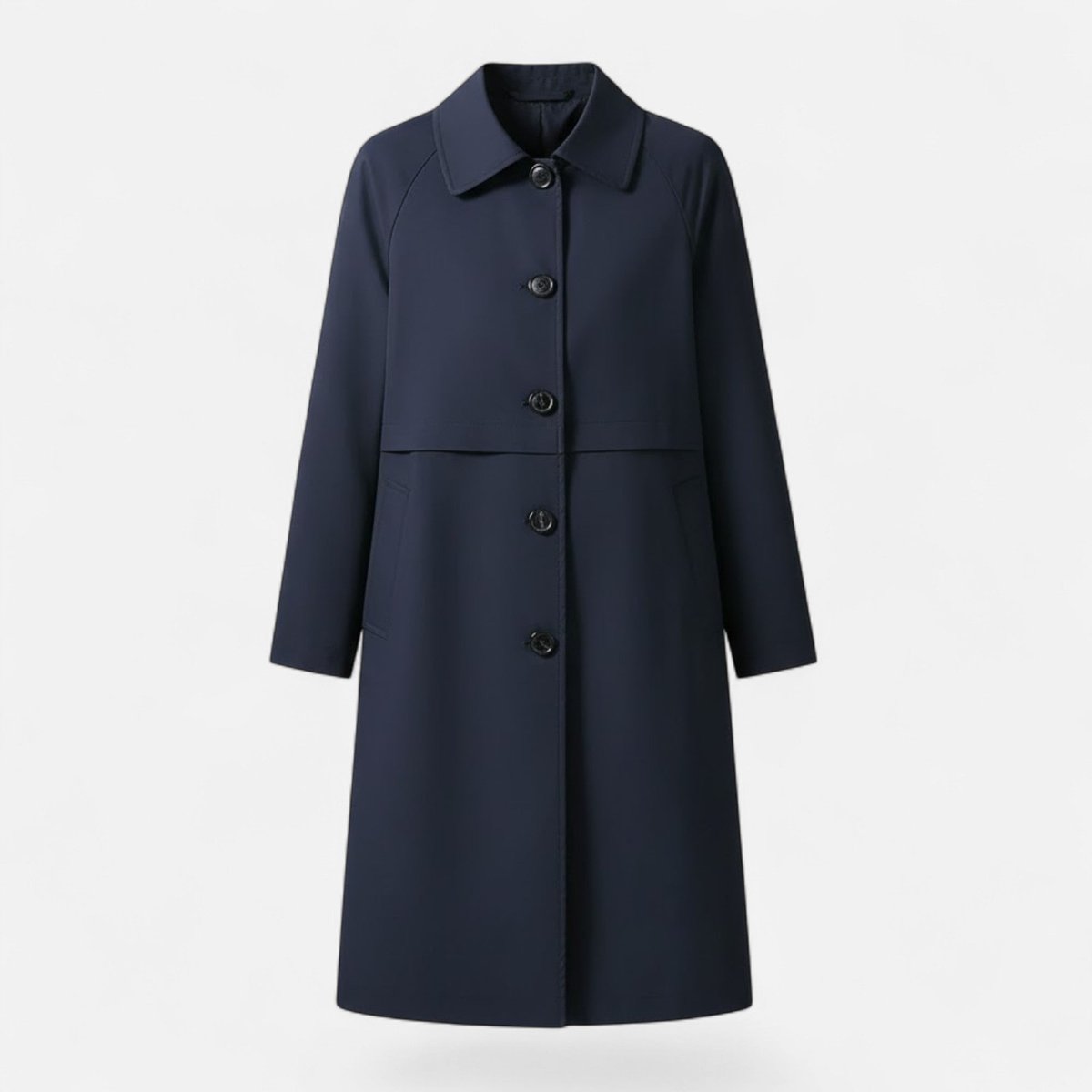 Women's Mid-Length Wool-Blend Double-Breasted Trench Coat - Close-Up Texture & Detail | Lavisa