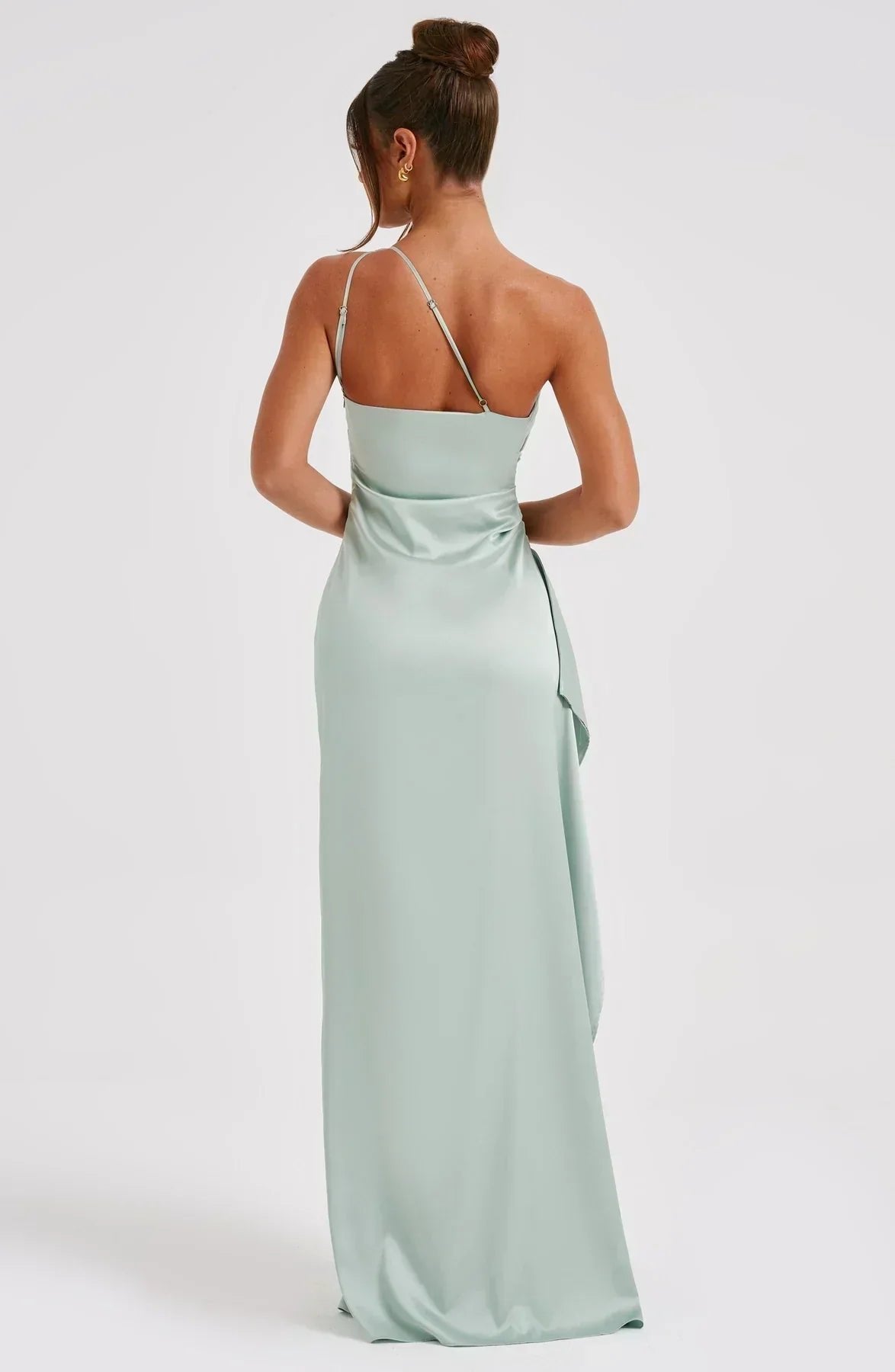 Women's One-Shoulder Satin Asymmetric High-Split Maxi Evening Dress - Variant Style 14 | Lavisa