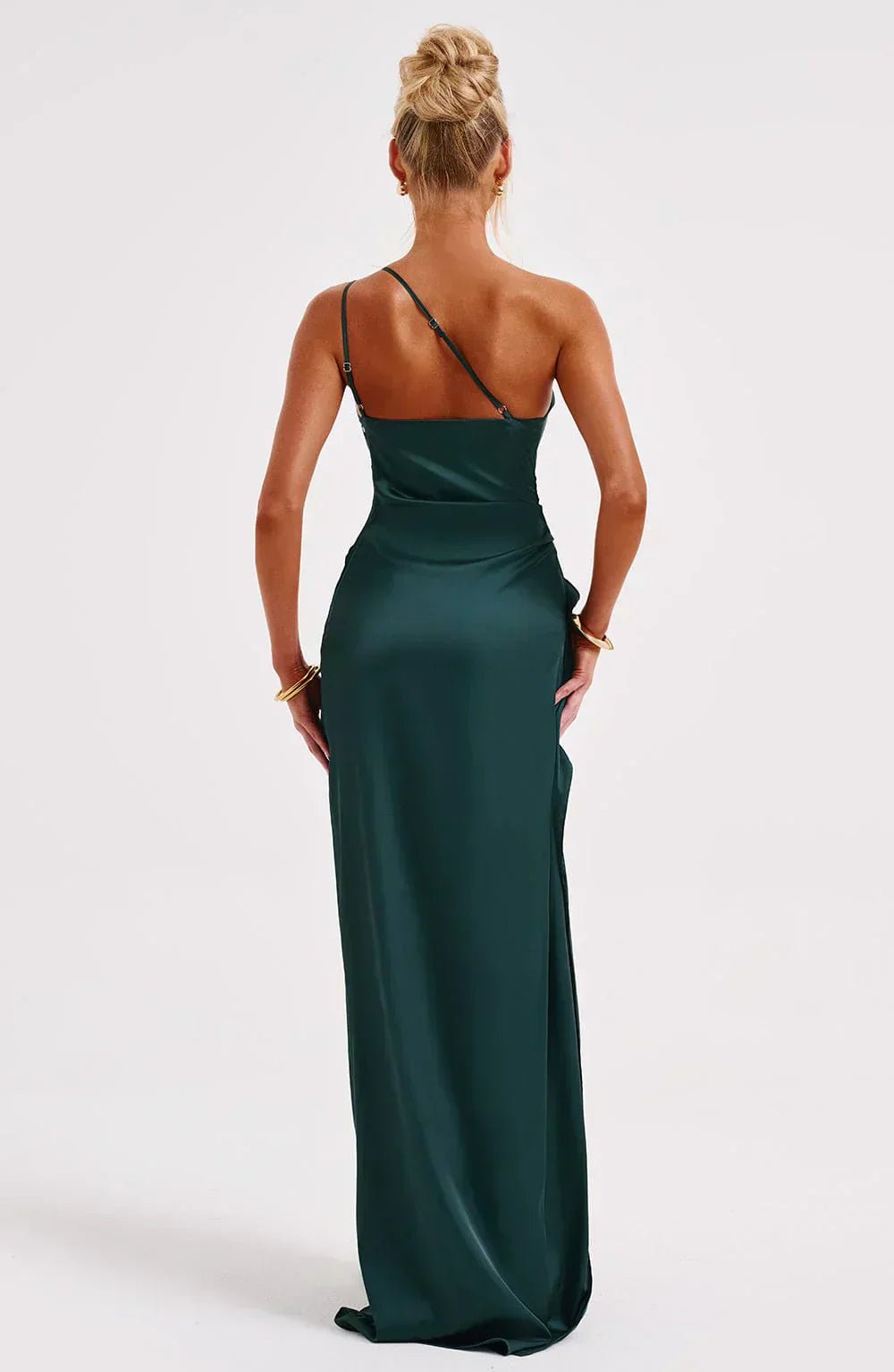 Women's One-Shoulder Satin Asymmetric High-Split Maxi Evening Dress - Variant Style 16 | Lavisa