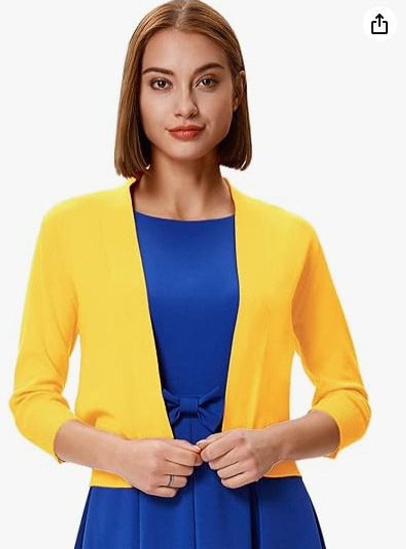 Women's Open-Front Three-Quarter Sleeve Cropped Cardigan - Variant Style 25 | Lavisa