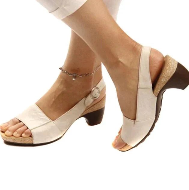Lavisa - Women's Open-Toe Block Heel Slingback Buckle Sandals