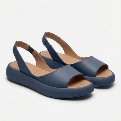 Women's Open-Toe Slingback Flatform Sandals - Close-Up Texture & Detail | Lavisa