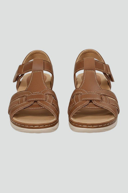 Lavisa - Women's Open-Toe Woven-Strap Flat Velcro Sandals
