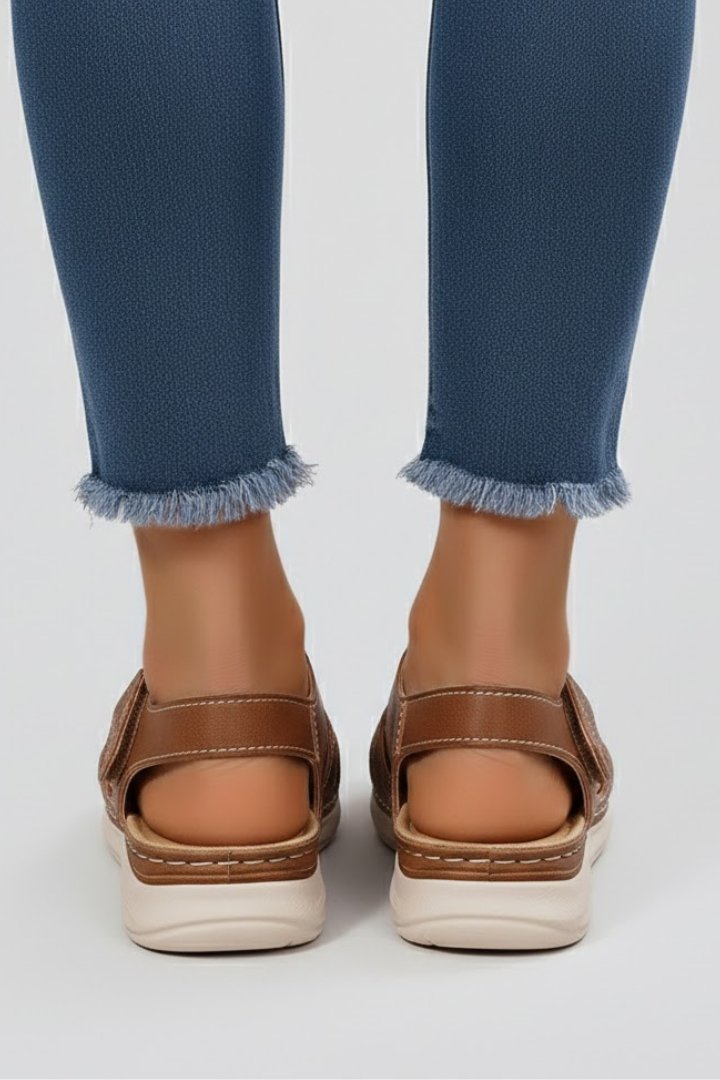 Lavisa - Women's Open-Toe Woven-Strap Flat Velcro Sandals