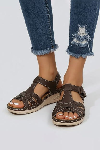 Lavisa - Women's Open-Toe Woven-Strap Flat Velcro Sandals