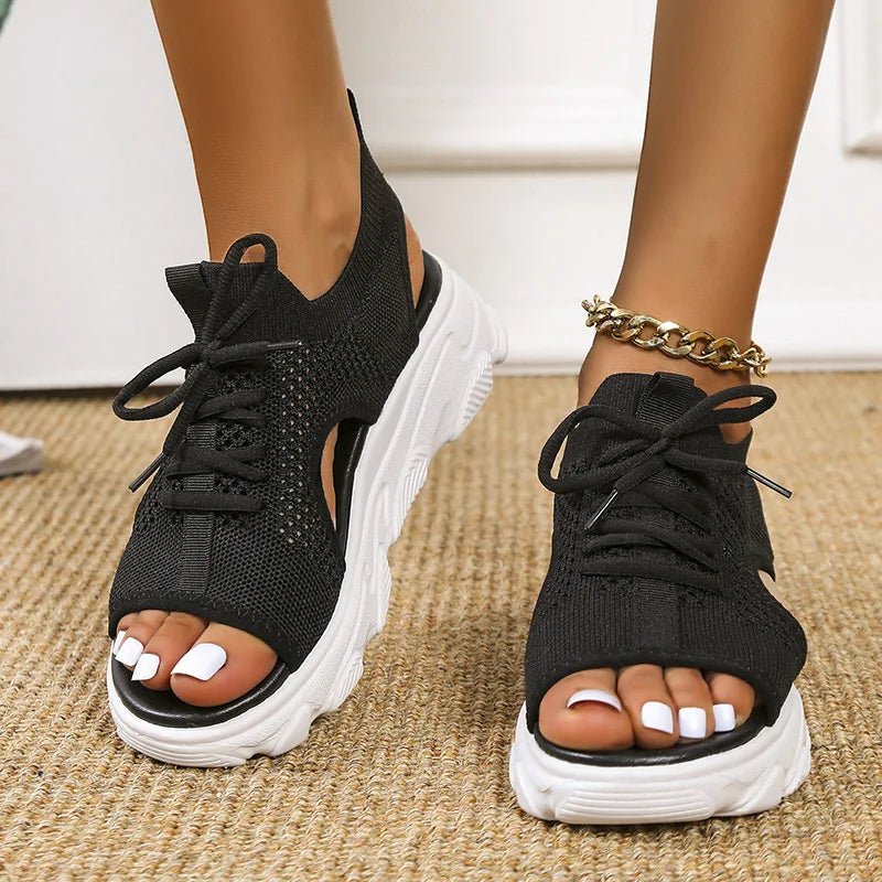 Lavisa - Women's Orthopedic Knit Lace-Up Athletic Sandals
