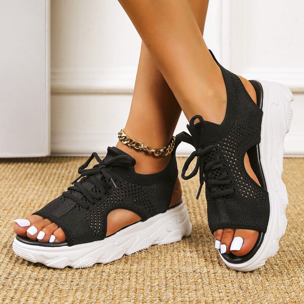 Lavisa - Women's Orthopedic Knit Lace-Up Athletic Sandals