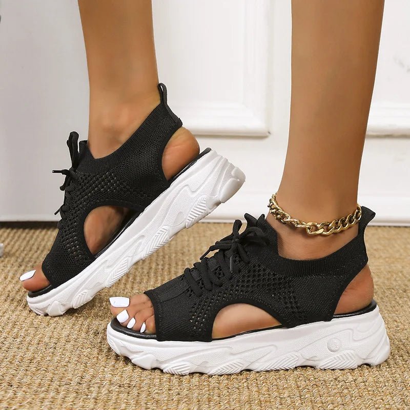 Lavisa - Women's Orthopedic Knit Lace-Up Athletic Sandals