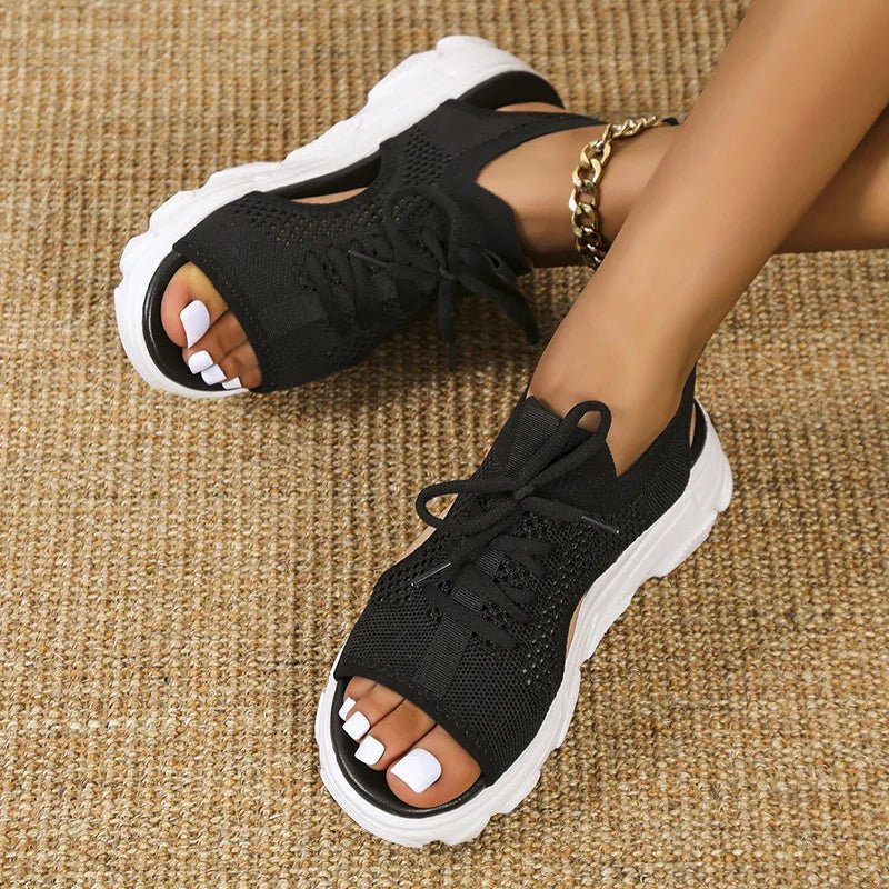 Lavisa - Women's Orthopedic Knit Lace-Up Athletic Sandals