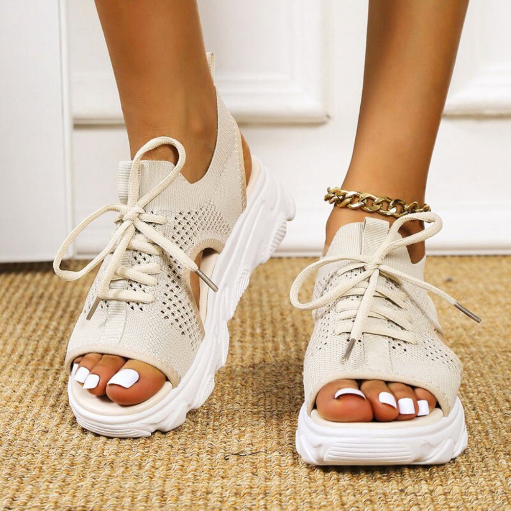 Lavisa - Women's Orthopedic Knit Lace-Up Athletic Sandals