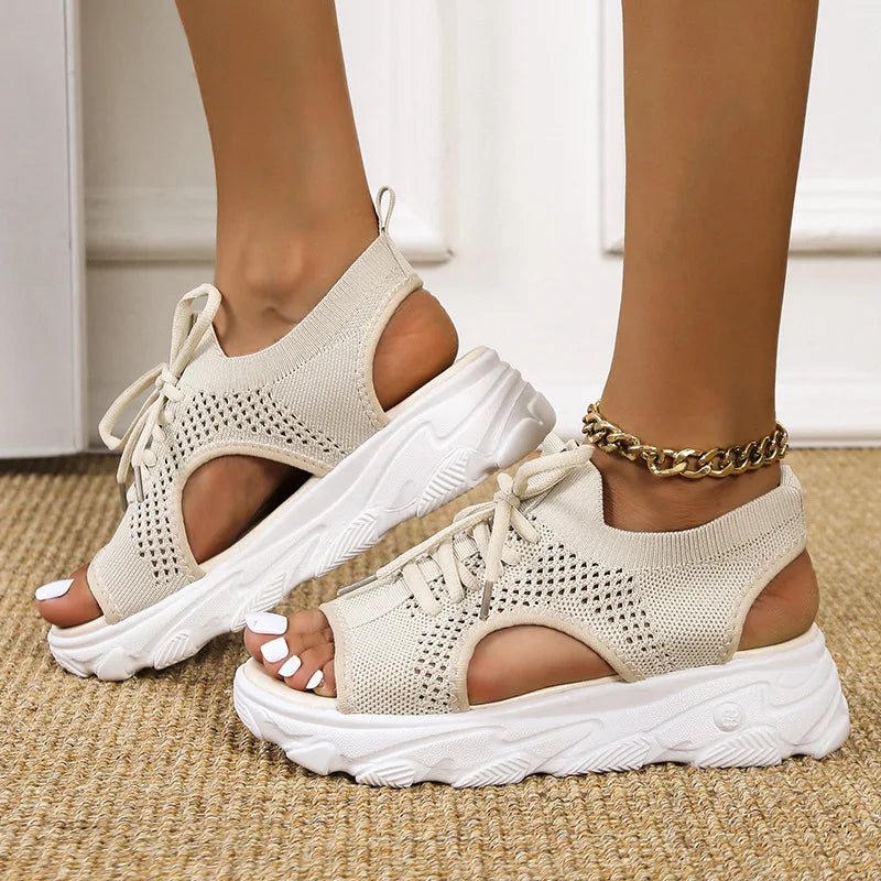 Lavisa - Women's Orthopedic Knit Lace-Up Athletic Sandals