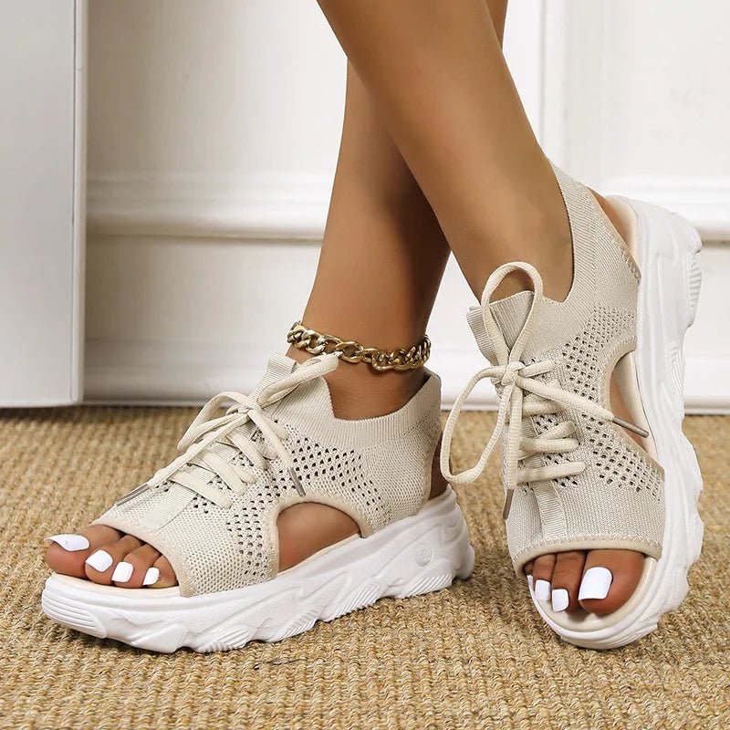 Lavisa - Women's Orthopedic Knit Lace-Up Athletic Sandals