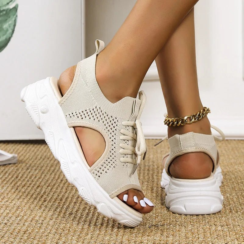Lavisa - Women's Orthopedic Knit Lace-Up Athletic Sandals