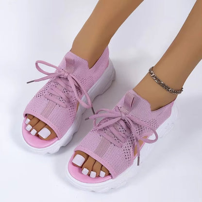 Lavisa - Women's Orthopedic Knit Lace-Up Athletic Sandals