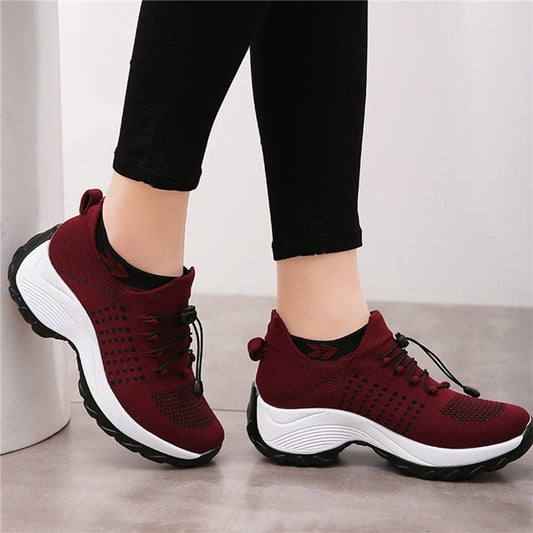 Lavisa - Women's Orthopedic Memory-Foam Lace-Up Platform Trainers