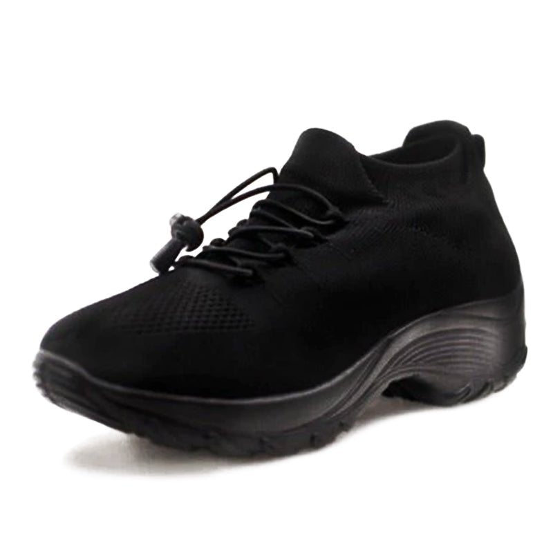 Women's Orthopedic Memory-Foam Lace-Up Platform Trainers - Back View | Lavisa