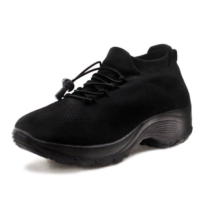Women's Orthopedic Memory-Foam Lace-Up Platform Trainers - Back View | Lavisa