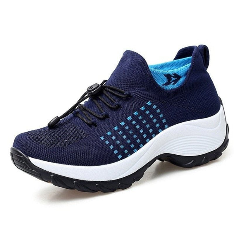 Women's Orthopedic Memory-Foam Lace-Up Platform Trainers - Close-Up Texture & Detail | Lavisa