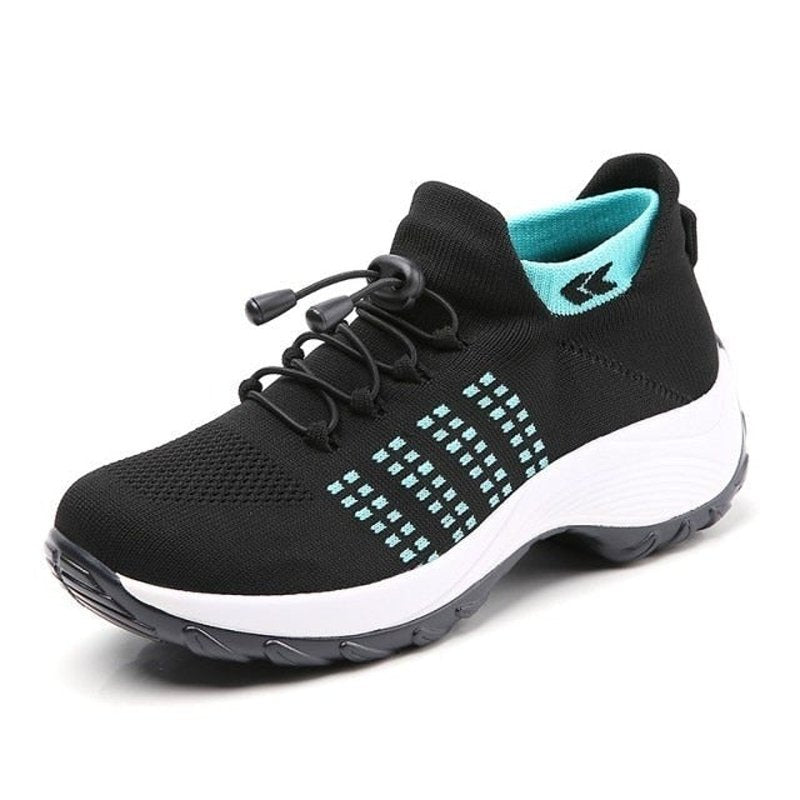 Women's Orthopedic Memory-Foam Lace-Up Platform Trainers - Sole & Material View | Lavisa