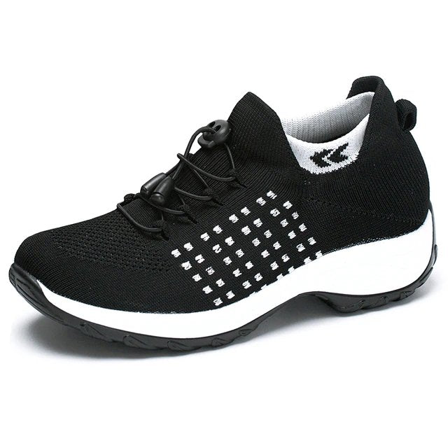 Women's Orthopedic Memory-Foam Lace-Up Platform Trainers - Variant Angle | Lavisa