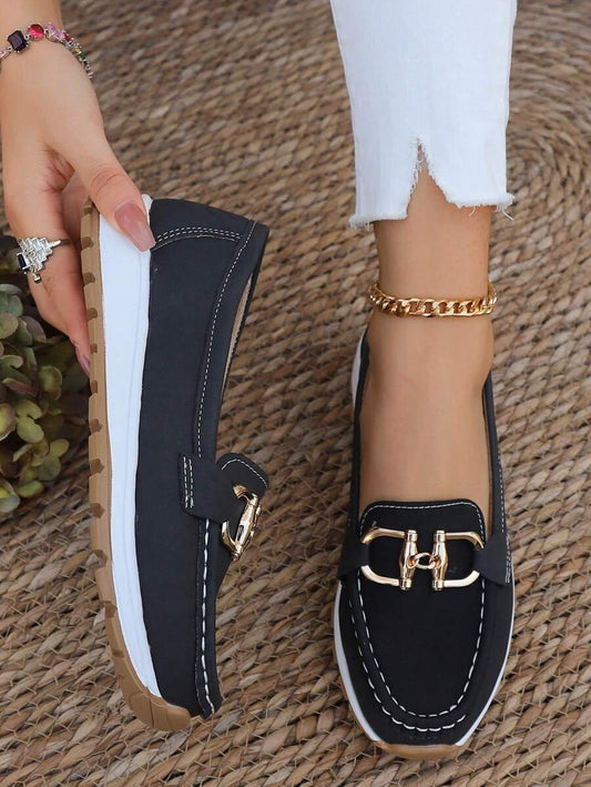 Lavisa - Women's Orthopedic Non-Slip Gold-Buckle Slip-On Loafers