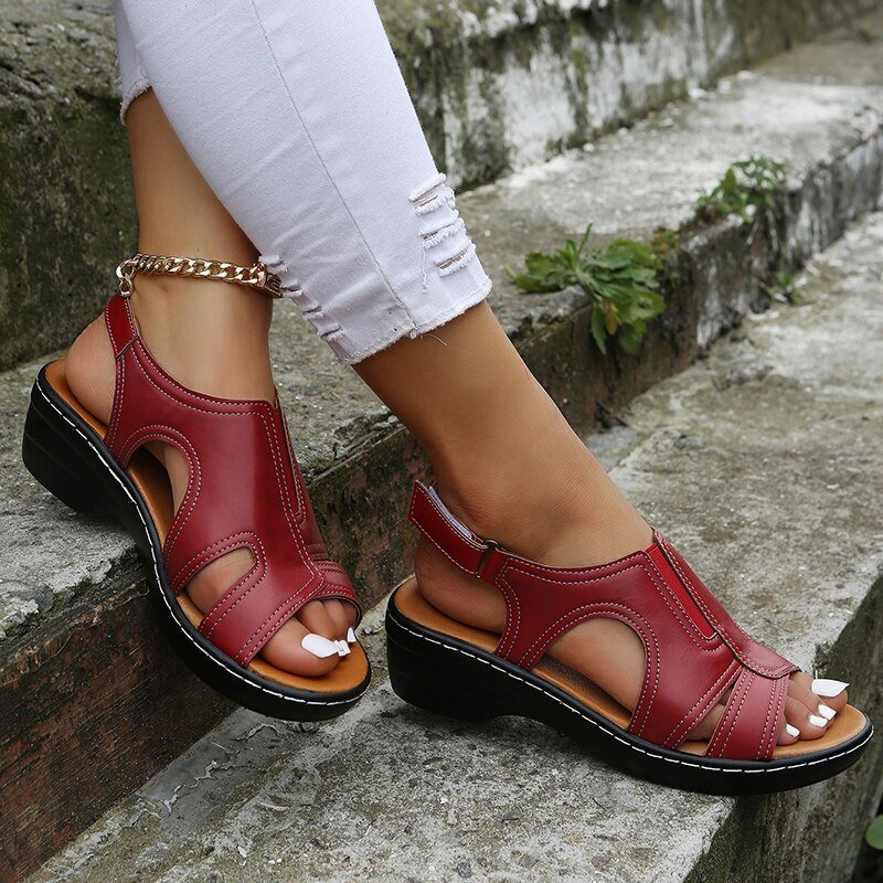 Women's Orthopedic PU Leather Wedge Arch-Support Sandals - Variant Style 8 | Lavisa