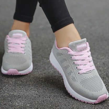 Lavisa - Women's Orthopedic Wide-Fit Lace-Up Mesh Knit Trainers
