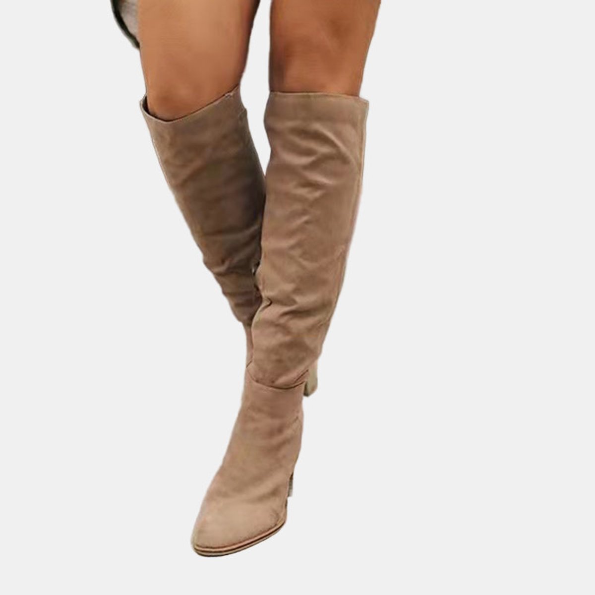 Lavisa - Women's Over-the-Knee Block Heel Suede Ankle Boots