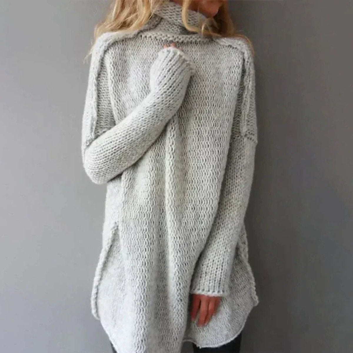 Lavisa - Women's Oversized Chunky Knit Turtleneck Sweater