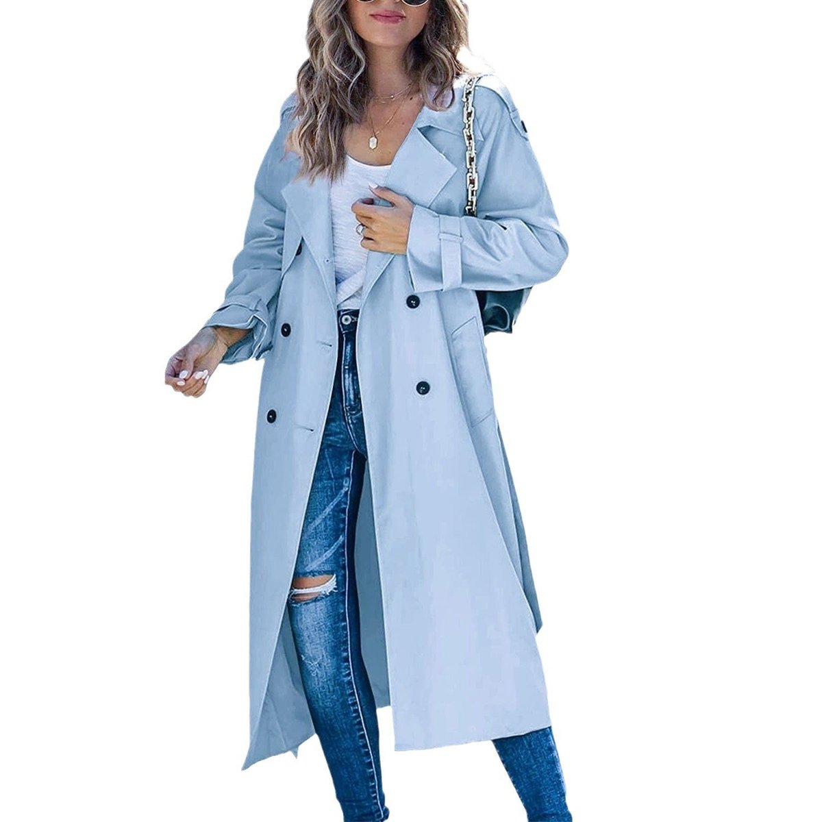 Women's Oversized Double-Breasted Belted Longline Trench Coat - Variant Style 9 | Lavisa