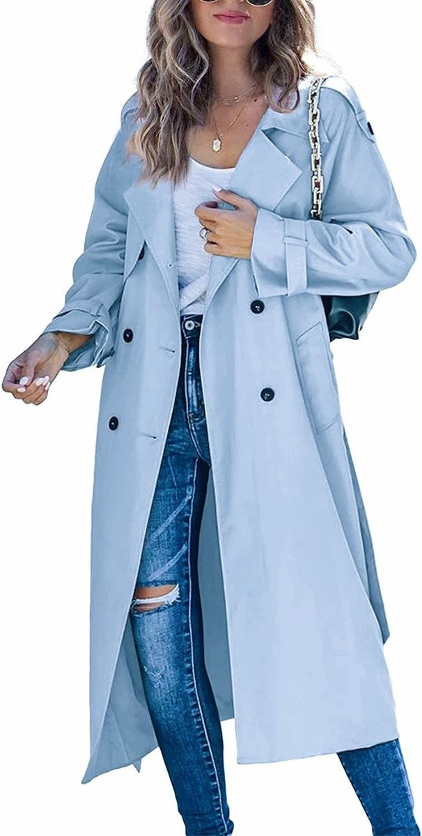 Women's Oversized Double-Breasted Belted Longline Trench Coat - Variant Style 10 | Lavisa
