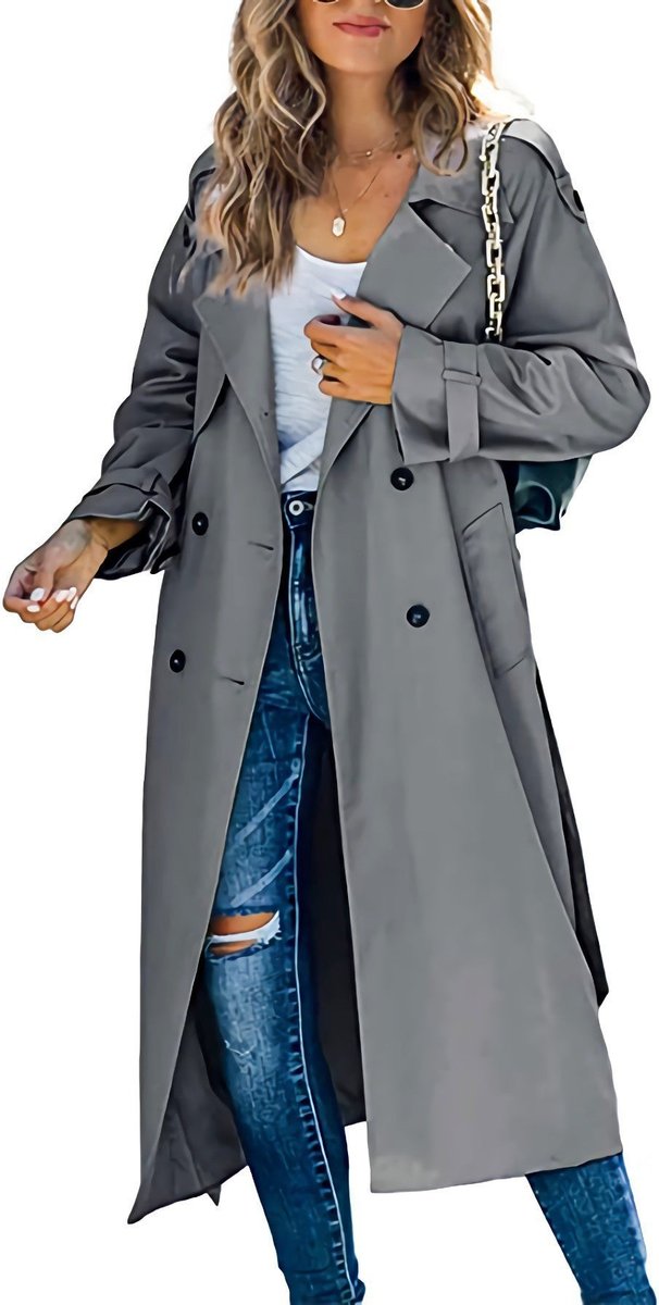 Women's Oversized Double-Breasted Belted Longline Trench Coat - Variant Style 12 | Lavisa