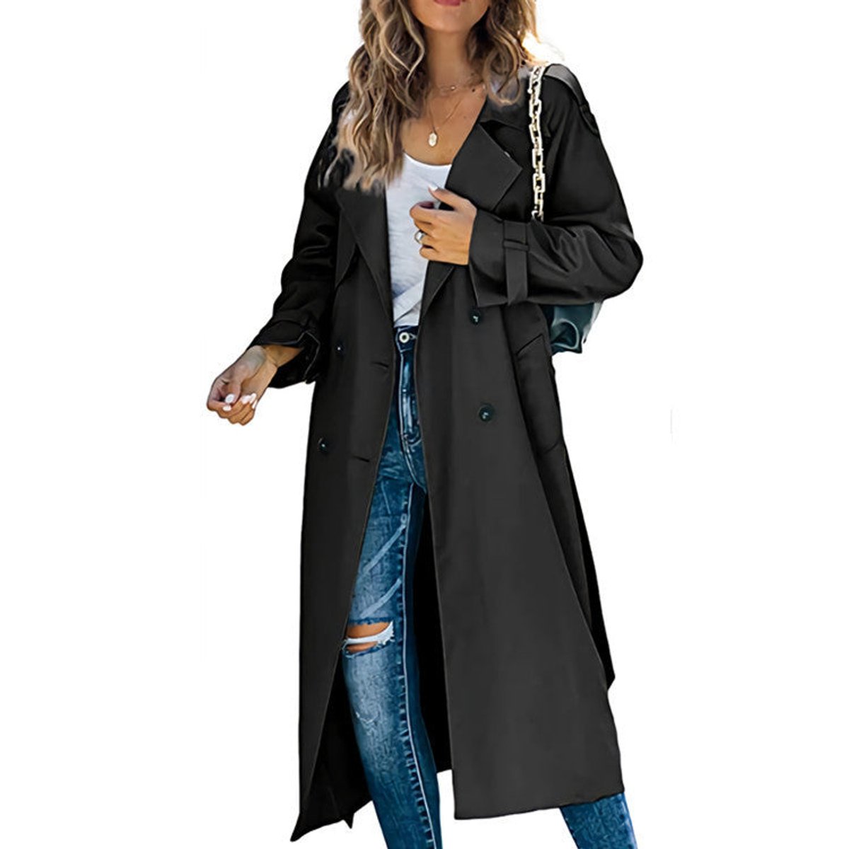 Women's Oversized Double-Breasted Belted Longline Trench Coat - Variant Style 8 | Lavisa