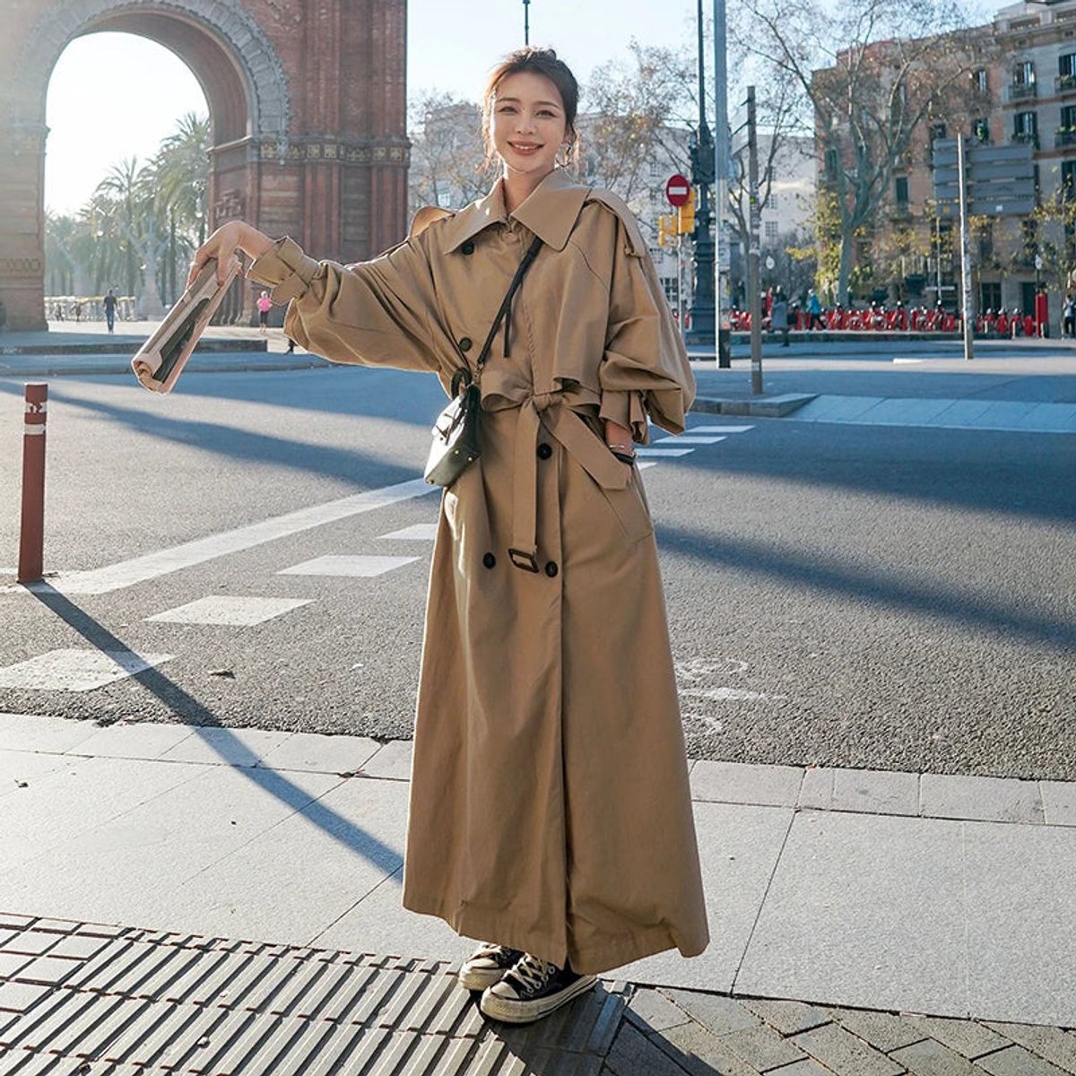 Lavisa - Women's Oversized Double-Breasted Longline Trench Coat