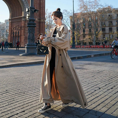 Lavisa - Women's Oversized Double-Breasted Longline Trench Coat