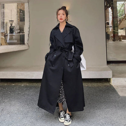 Lavisa - Women's Oversized Double-Breasted Longline Trench Coat