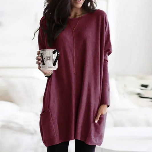 Lavisa - Women's Oversized Long-Sleeve Pocket Tunic Jumper Plus Size