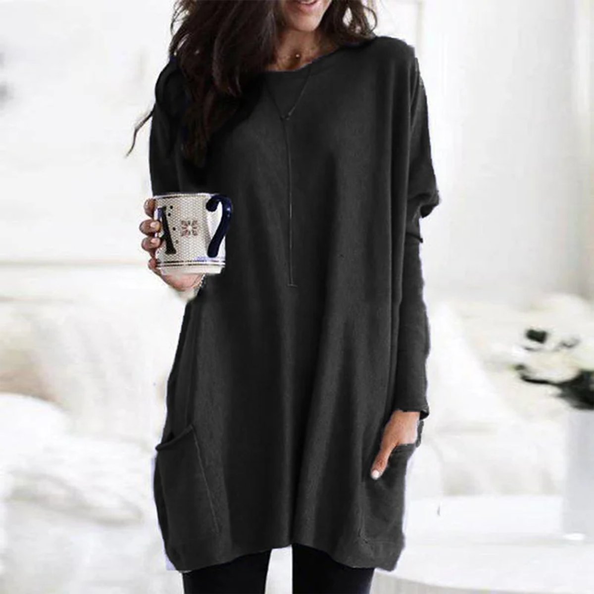 Women's Oversized Long-Sleeve Pocket Tunic Jumper Plus Size - Variant Style 10 | Lavisa