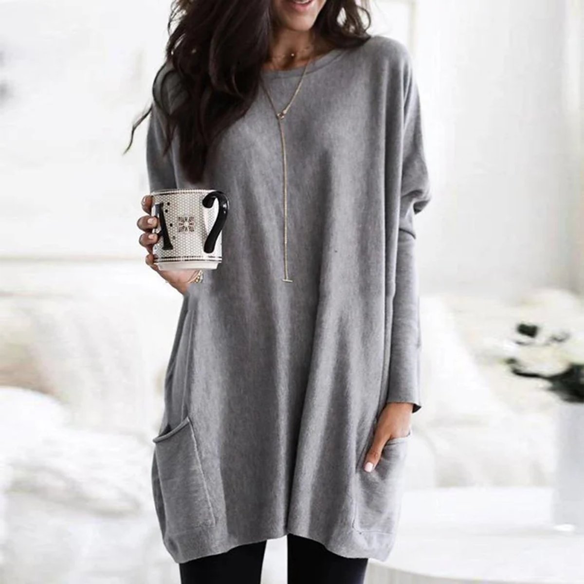 Women's Oversized Long-Sleeve Pocket Tunic Jumper Plus Size - Variant Style 11 | Lavisa